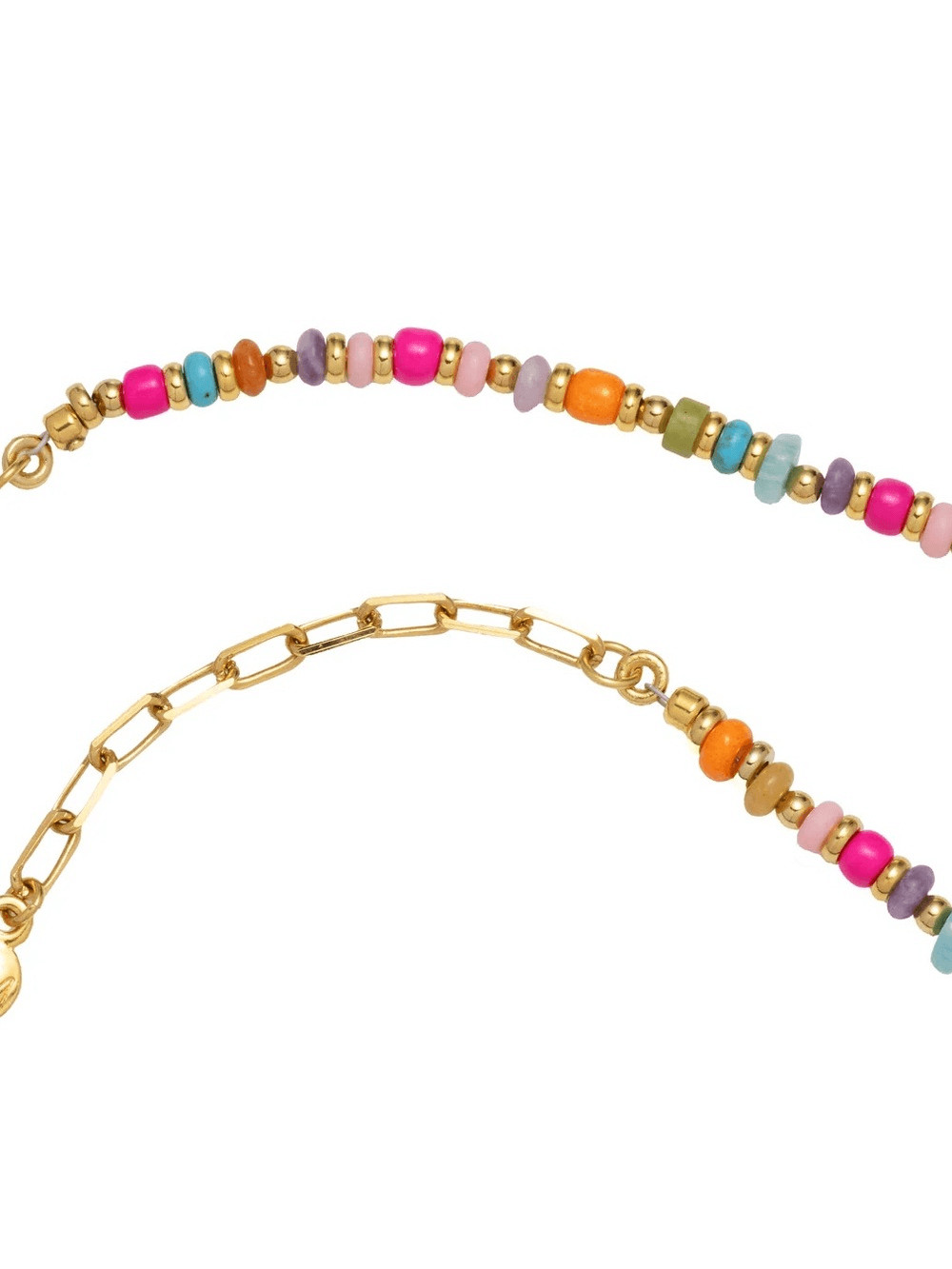 E’ Initial Pendant – Multicolor Beaded Necklace with Gold – by Mayamar
