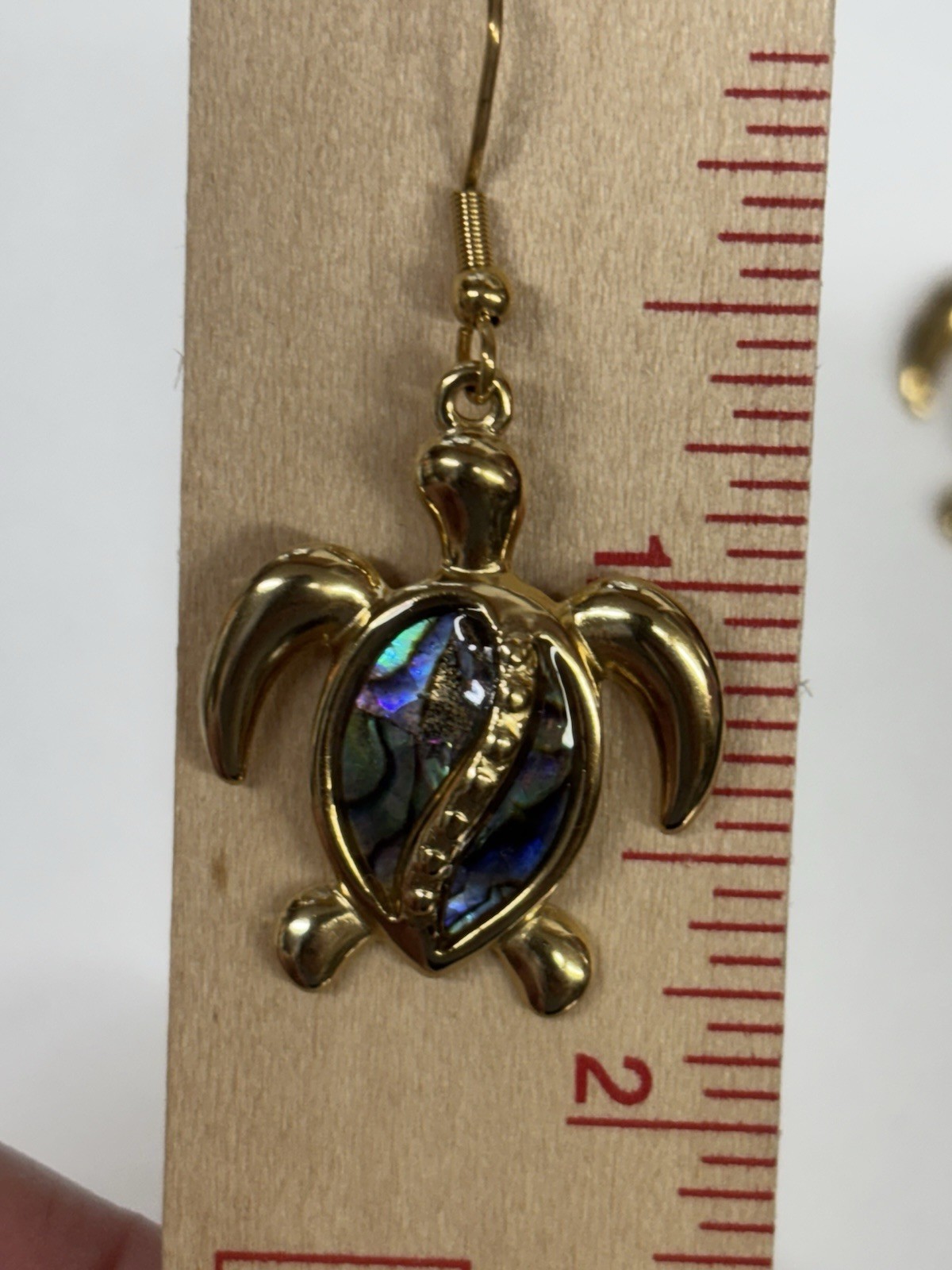TURTLE Abalone Earrings Gold Coastal Jewelry Sea Life Beach Surgical NEW