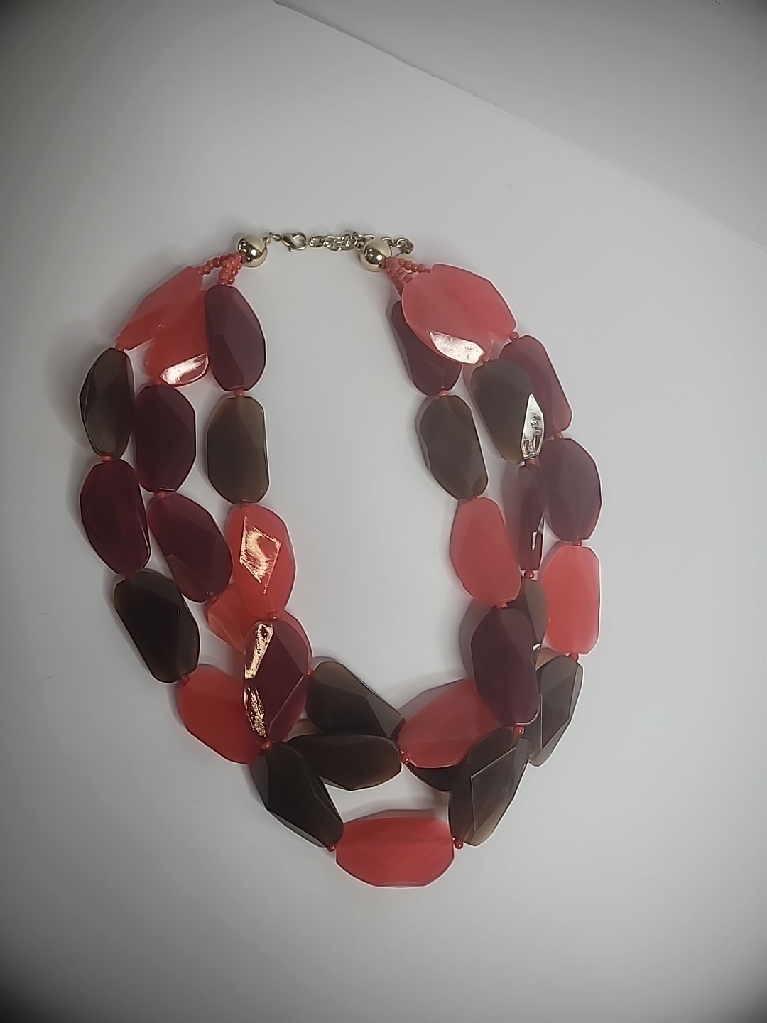 Vintage Bill Blass Beaded Multi Strand Gold Tone Beaded Necklace Jewelry Costume