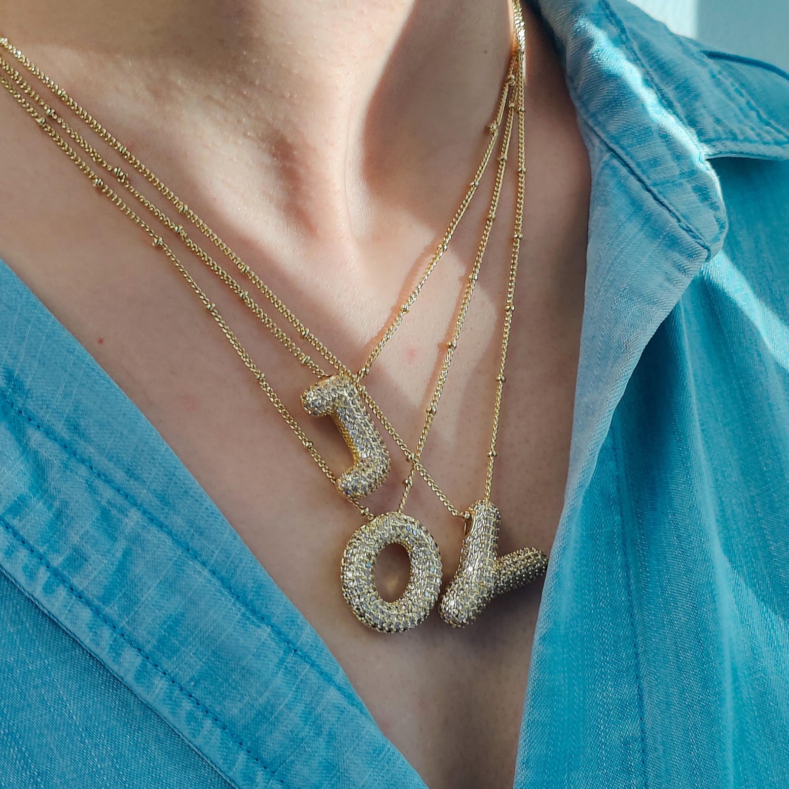 Bubble Letter Letter Necklace for Women Teen Dainty Balloon Initial Necklaces…