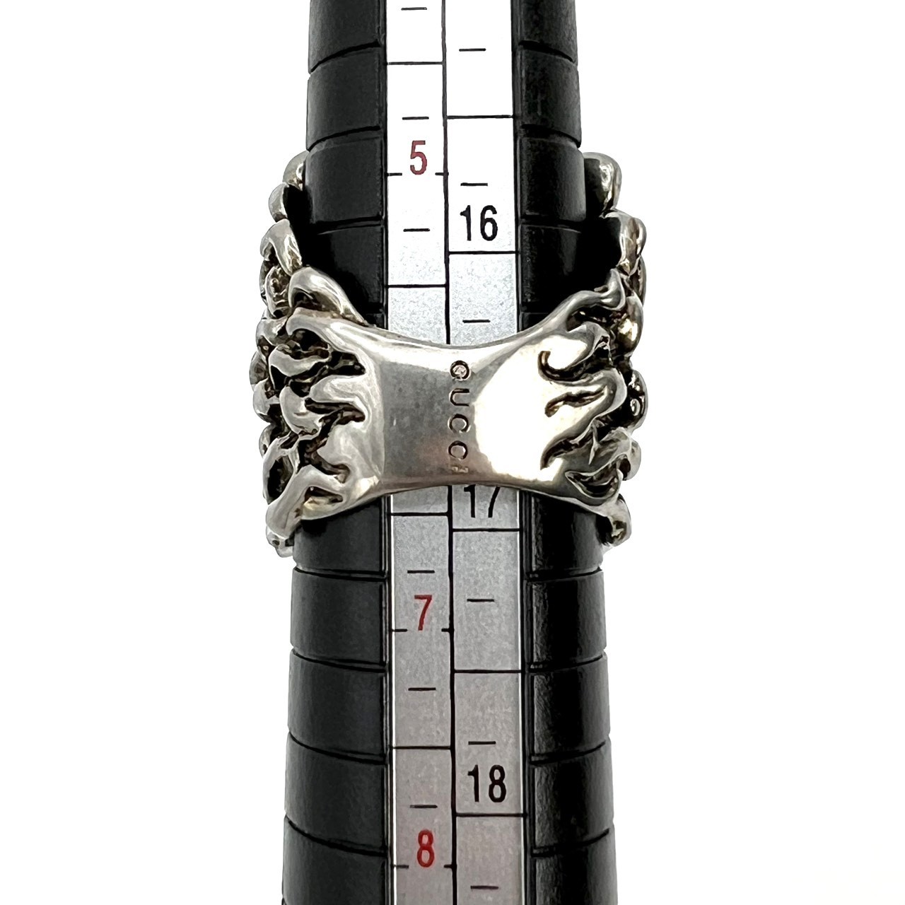 Gucci Lion Head Motif Ring Silver Tone Authentic Japan Size US 8