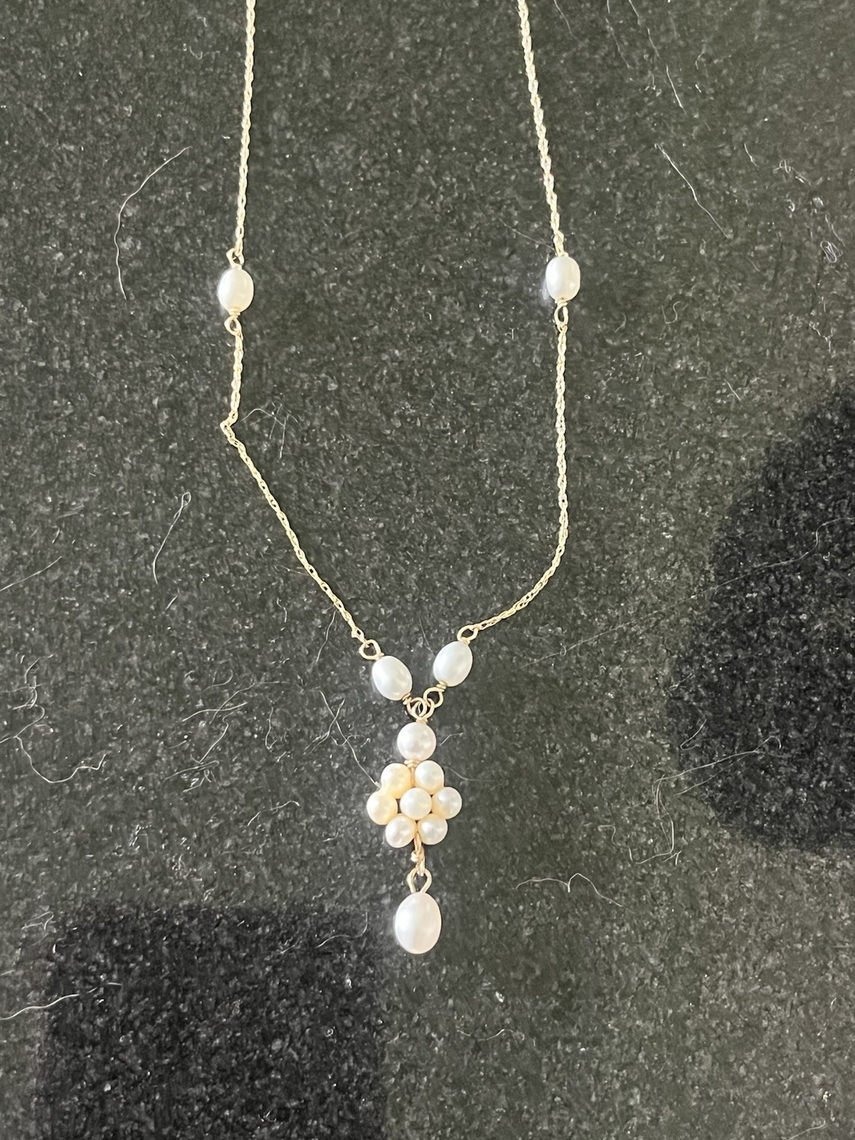 14k Yellow Gold Freshwater Pearl Necklace Cable Chain Spring Ring