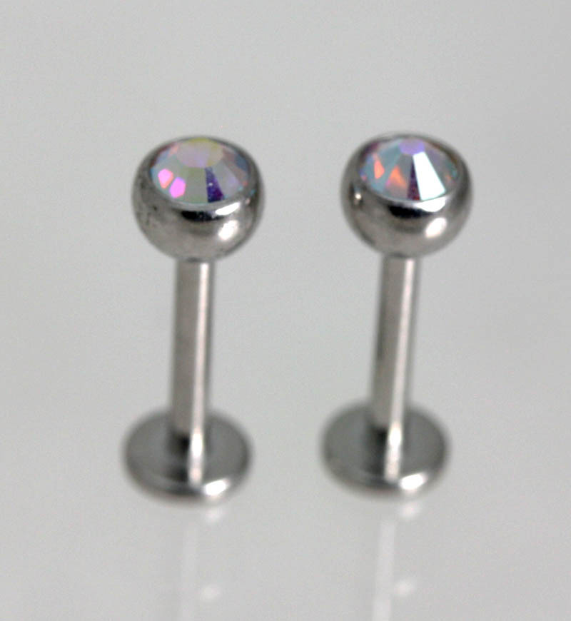 Stud Crystal Earrings Flat Back Post Tragus-Ear Lobe-Helix -Rook PAIR