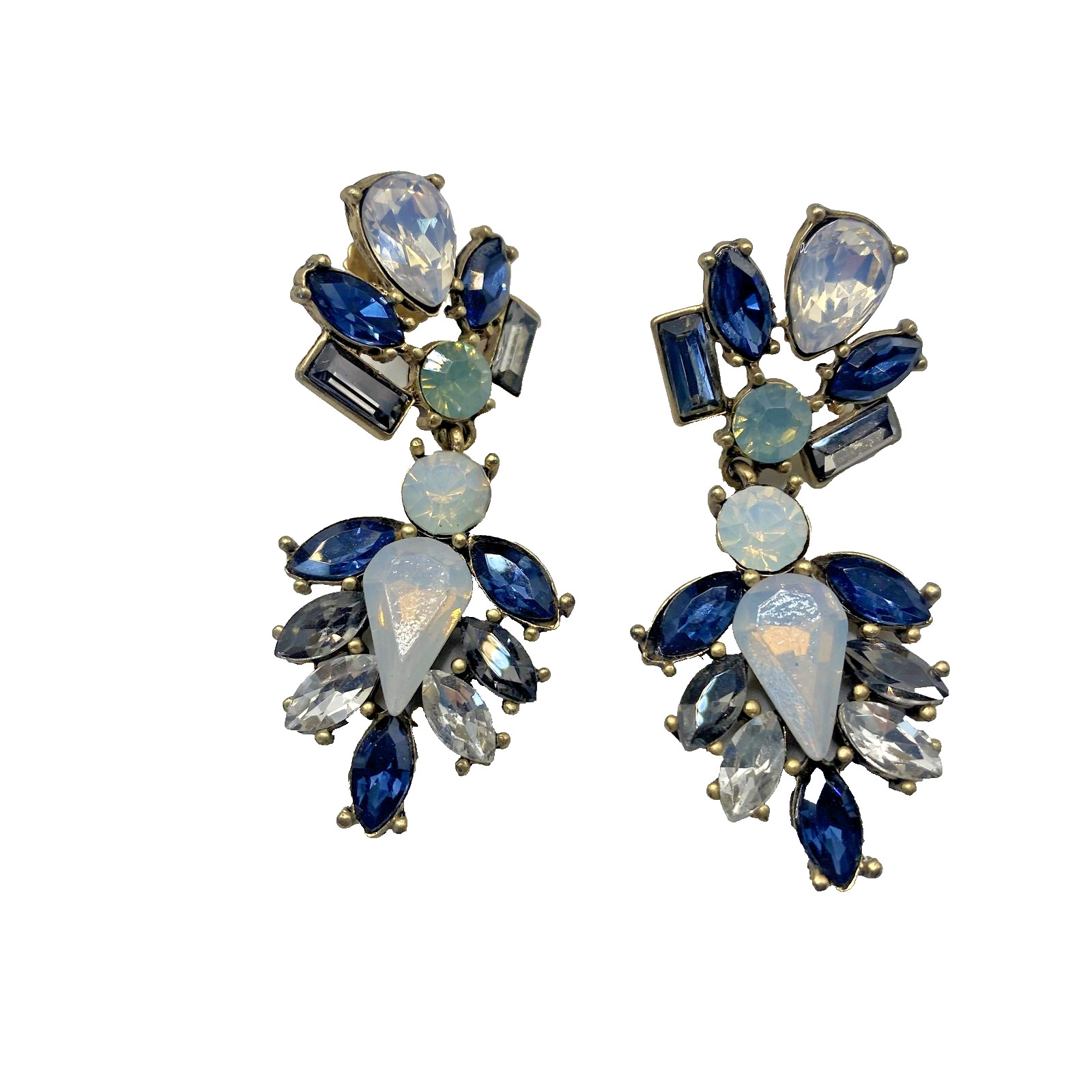 Gold Tone Blue Multicolor Teardrop Dangle Earrings Womens Butterfly Jewelry