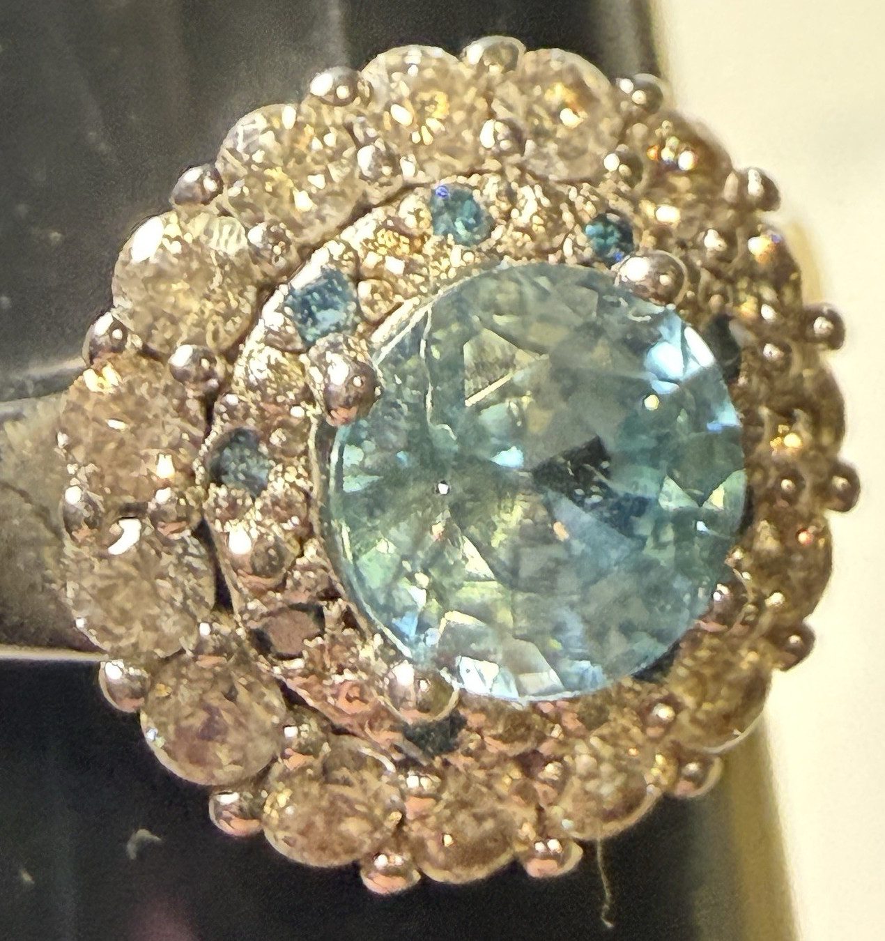 BBJ Bangkok Ratnaraj JTV 925 Sterling Silver Light Blue Aquamarine Ring SZ 6 3/4