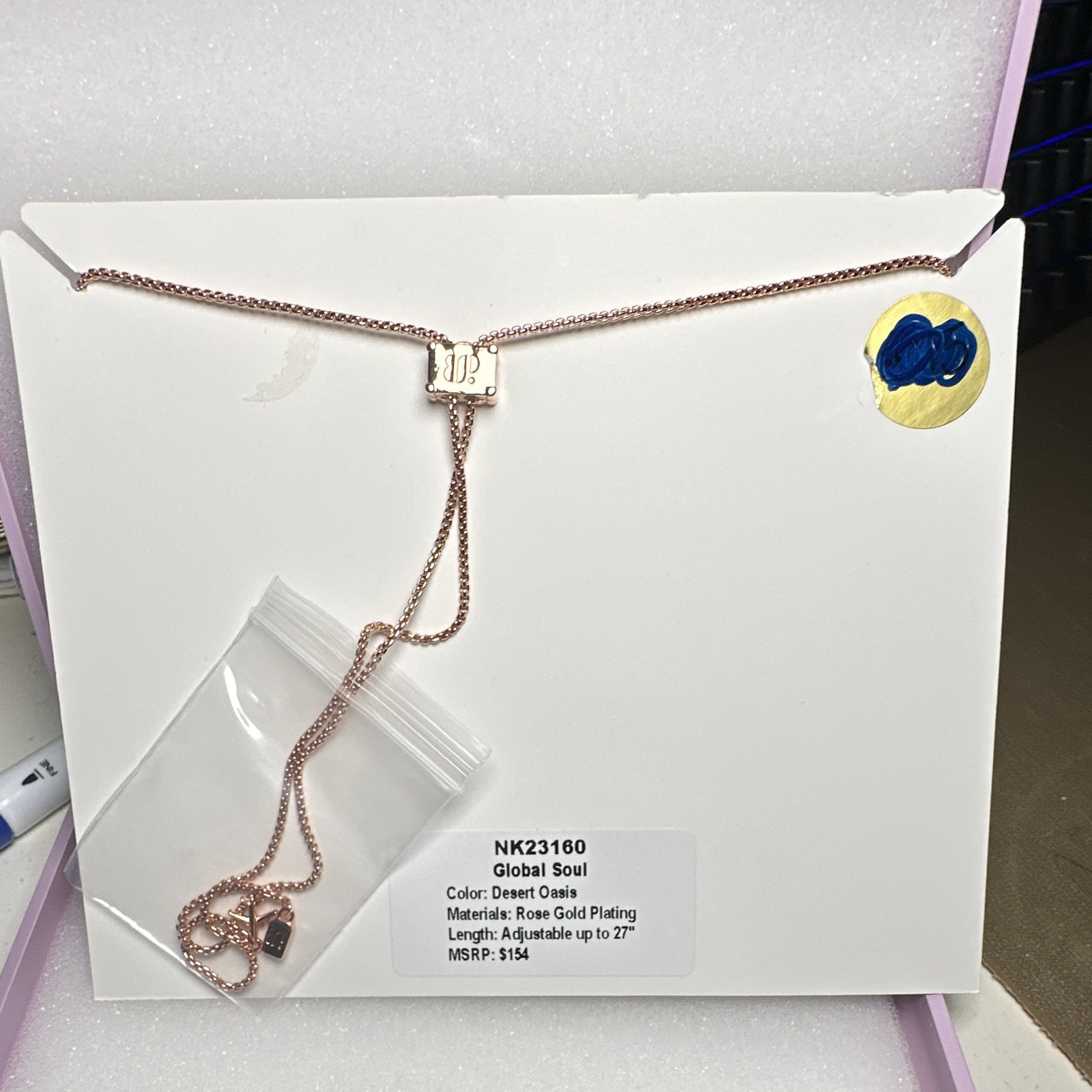 BP Rose Gold Plated Adjustable Necklace 27″ NK23160. Desert Oasis