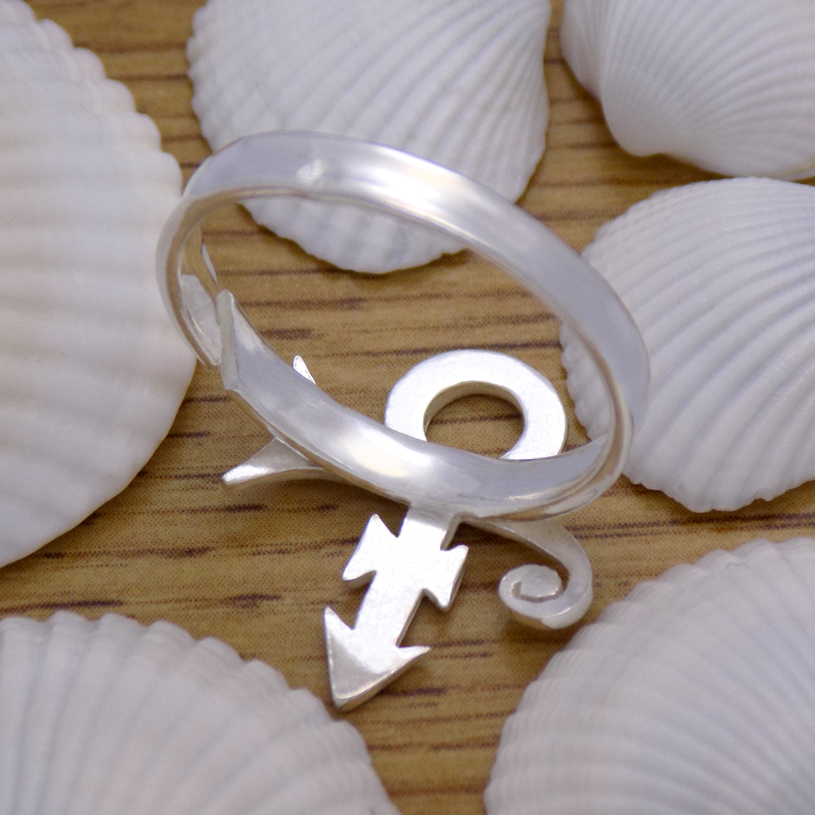 Vintage Solid 925 Sterling Silver Prince Symbol Rogers Nelson Adjustable Ring
