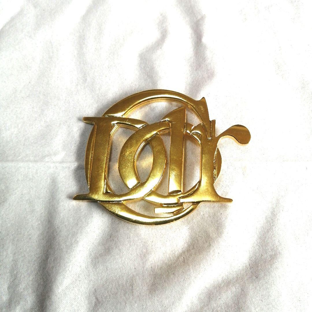 Authentic Dior Logo Brooch Gold Tone Pin Accessory Vintage Jewelry Christian