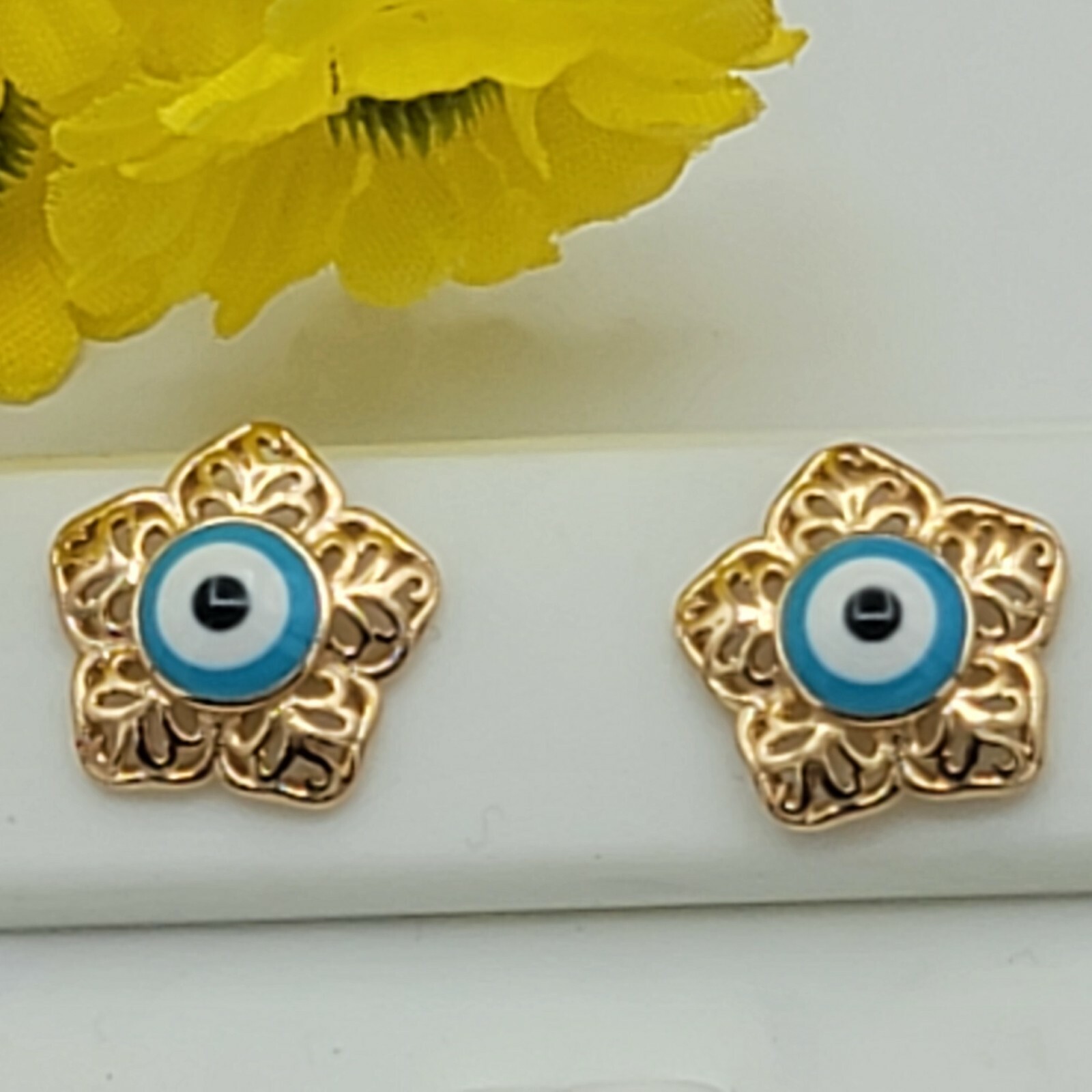 18K Gold Plated Clear Crystals Eye Set Pendant * Chain * Earrings.