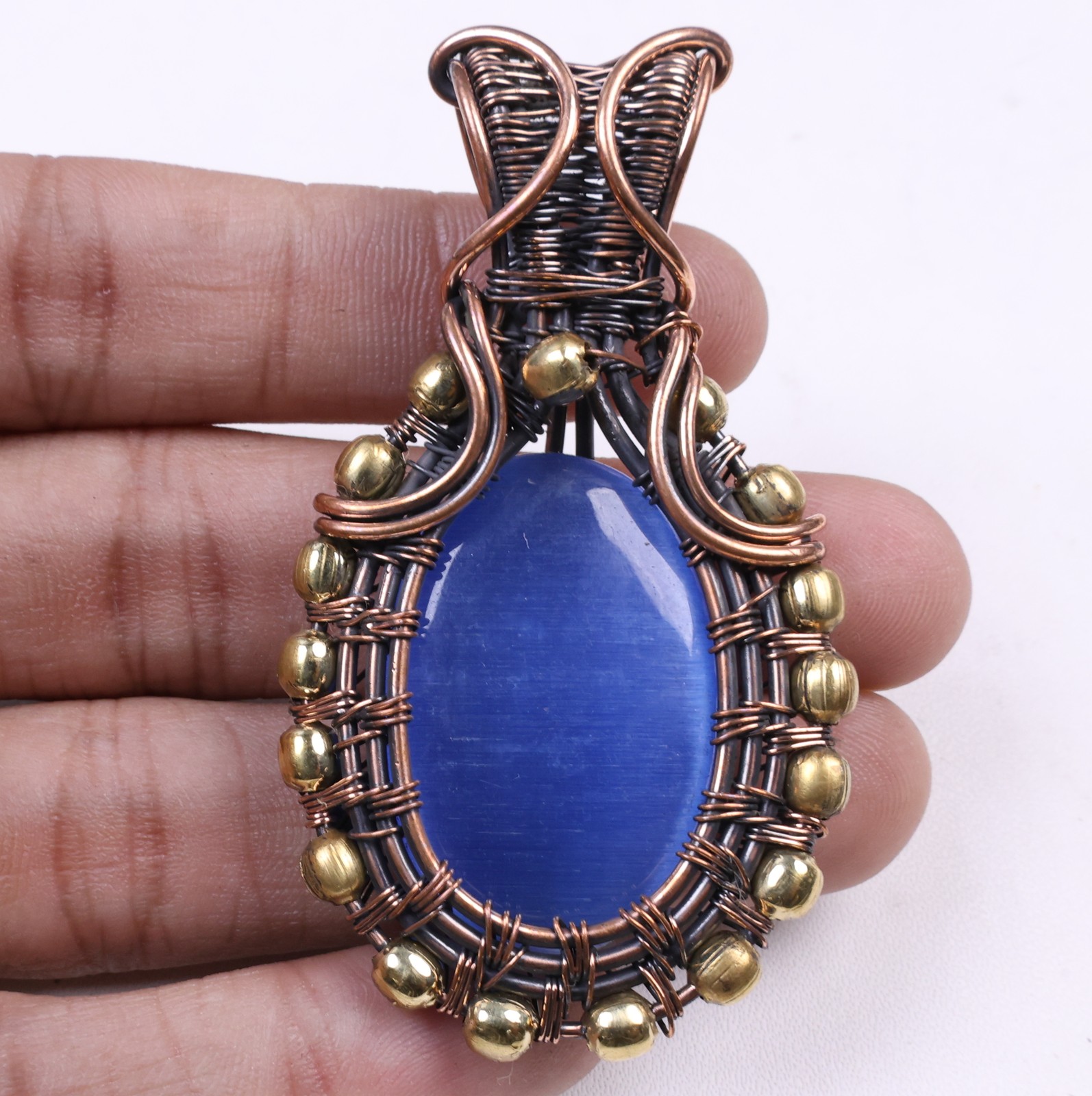 Handmade Monalisa Pendant, Natural Wire Wrap Necklace, Gemstone Gift 6.1’cm