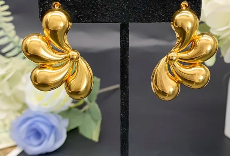 45cm African Dubai 18K Gold Plated Women Wedding Necklace Chunky Hoop Earrings