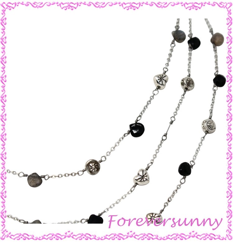 Brighton Eye Candy Black Gray Silver Layered Necklace READ