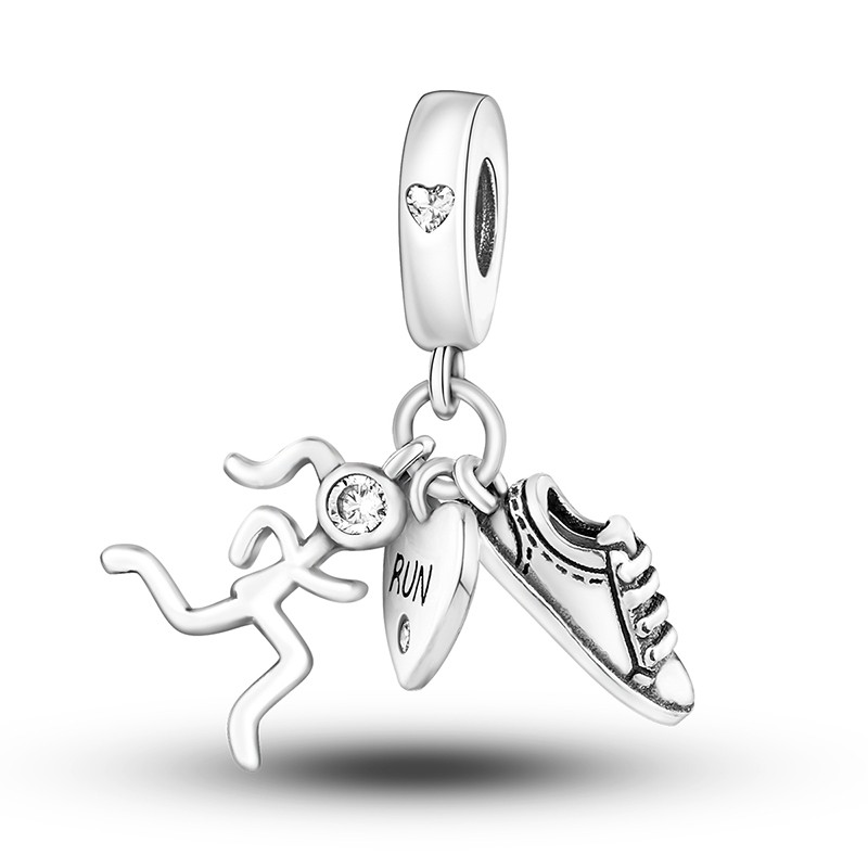 MULA European Athlete Shoes Charm AAA CZ Fit Women Bracelet 925 Sterling Silver