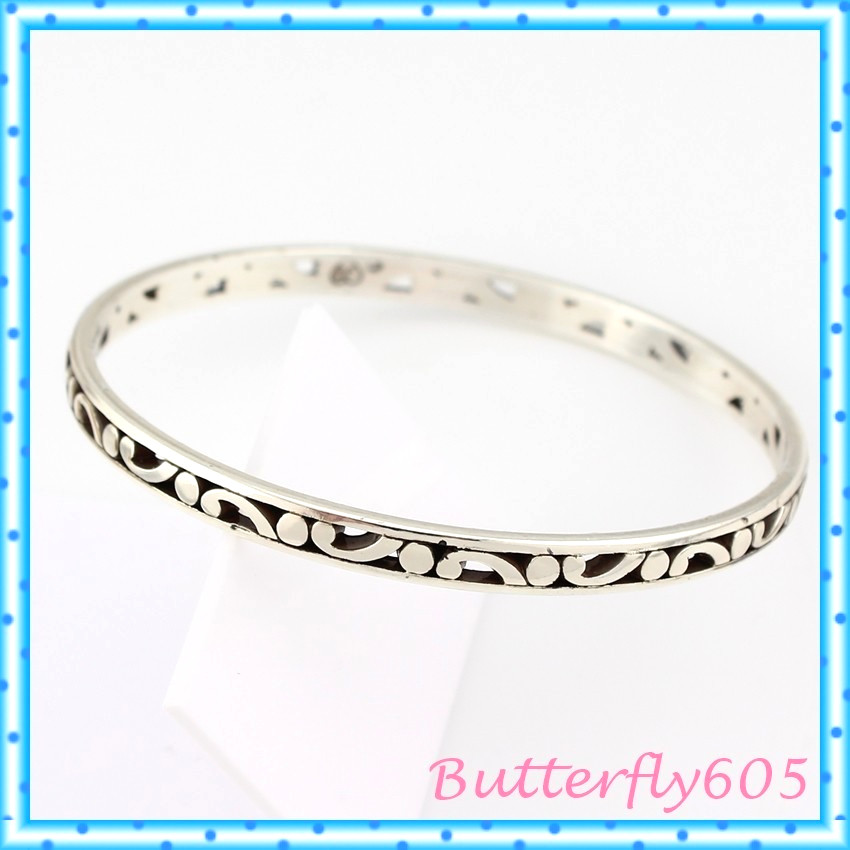 Brighton Contempo Slim Scroll Silver Round Bangle Bracelet
