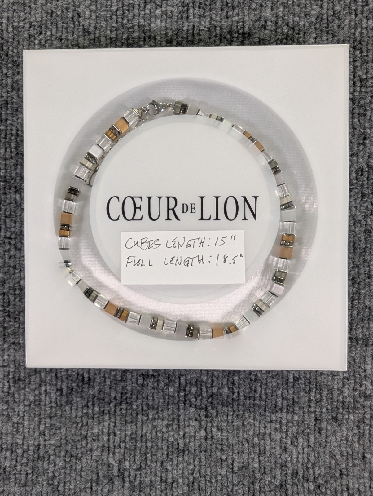 Coeur De Lion GeoCUBE Iconic Neutral Crystal Necklace 4016/10-1400 Original Box