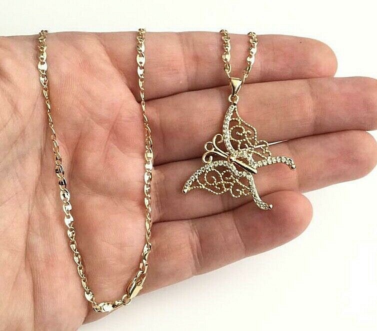 18K GOLD FILLED BUTTERFLY NECKLACE 20″ LONG / CADENA DE MARIPOSA 20″ LARGO – P33