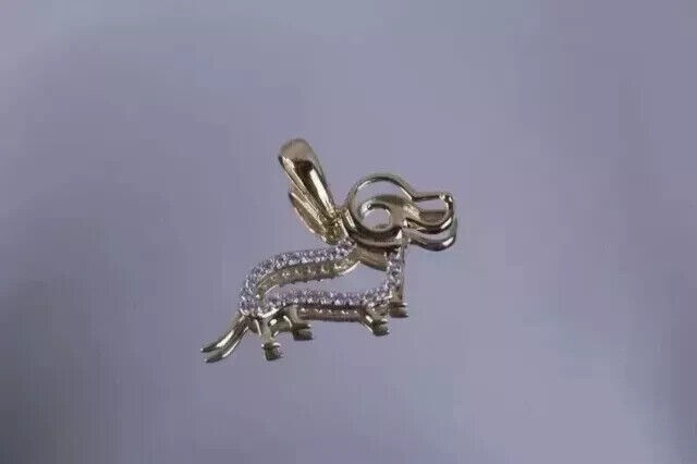 Round Cut Simulated Diamond Stunning Dog Shape Pendant In 14k Yellow Gold Plated