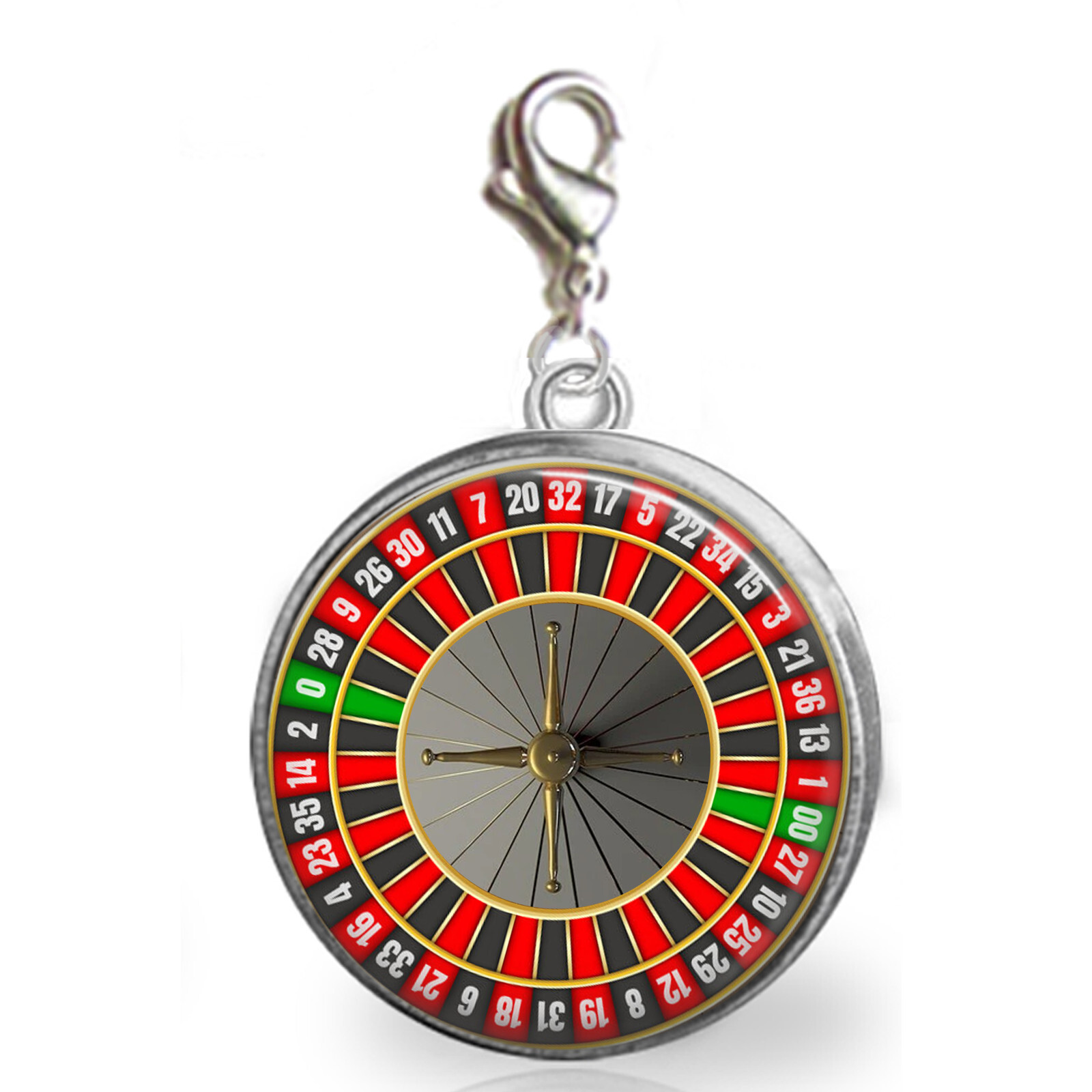 Roulette Wheel Clip On Bracelet Charm Purse Charm Casino Gambling Handmade Gift