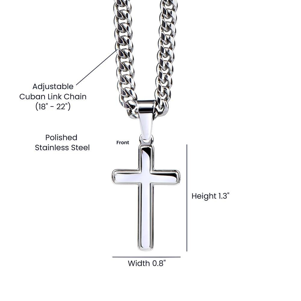 To My Son Cross Necklace Cuban Link Chain Faith Gift from Mom Dad for Teen Boys