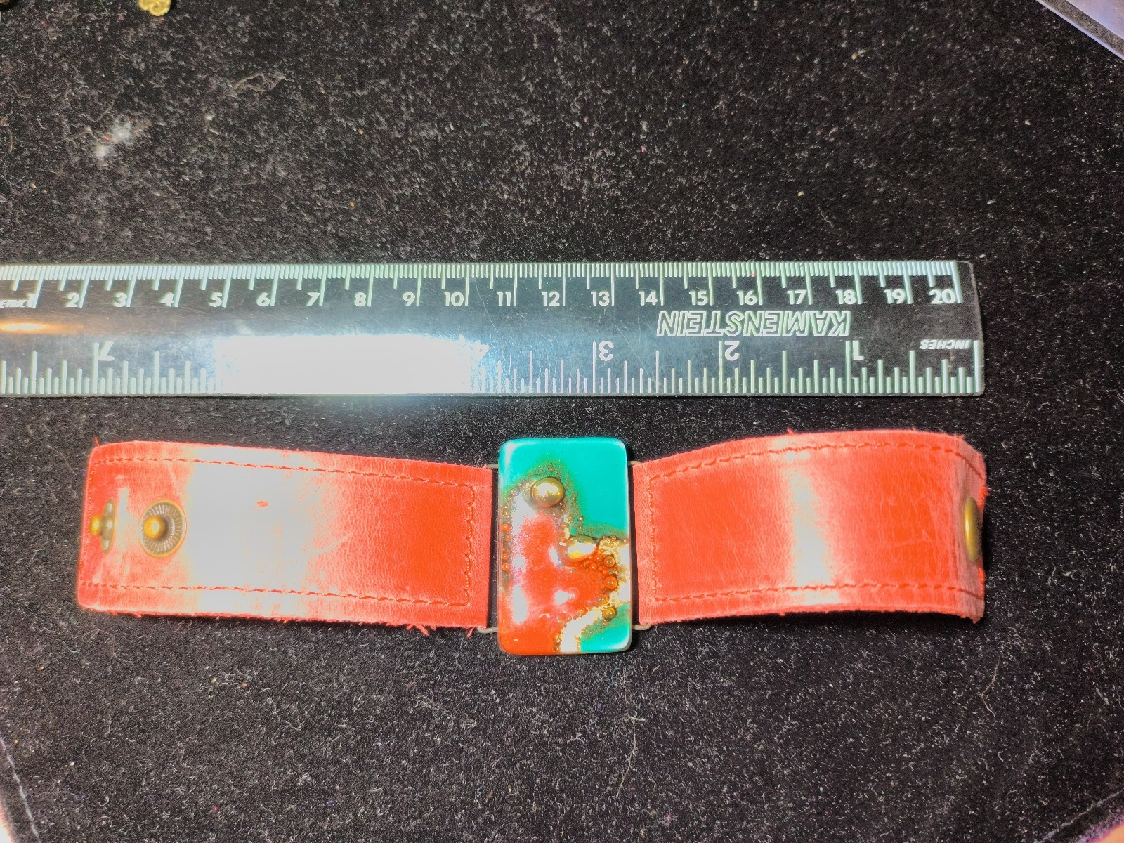 Leather, Red, with snap 6.5″ wrist.