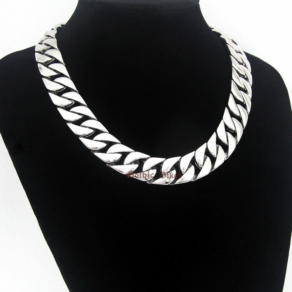 Heavy Chunky Thick Mens Cuban Curb Chain Stainless Steel Bracelet Necklace 20mm