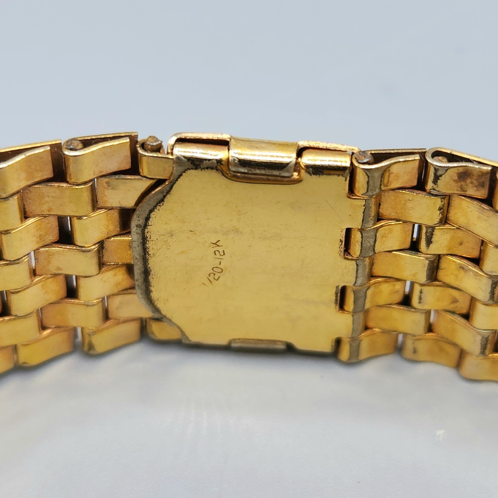 Unsigned Reinad Retro 12K GF Red Paste Crystal Brick Link Cuff Bracelet 6.5″