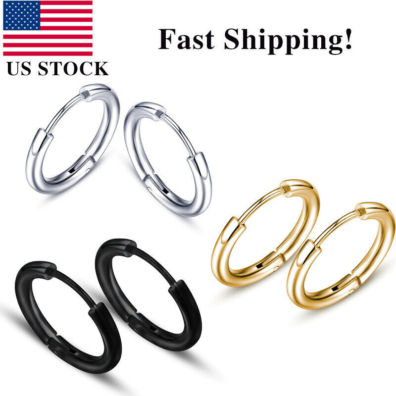 Men’s Stainless Steel Small Hoop Earrings Ear Cartilage Lip Piercing Nose Hoop