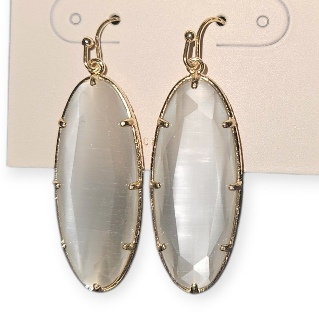 14th & Union Faceted Oval Drop Earrings White/Clear Statement Earrings