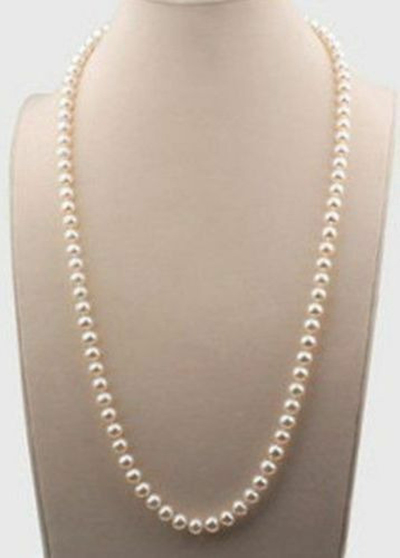 classic 25-50inch 7-8mm south sea white freshwater pearl necklace 14k gold clasp