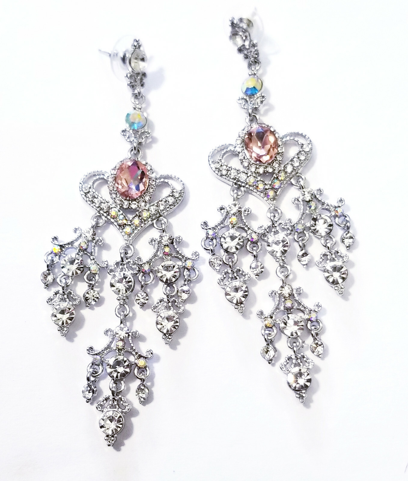 Chandelier Drop Earrings, 4 Inch Bridesmaid Earrings, Prom Pageant Jewelry