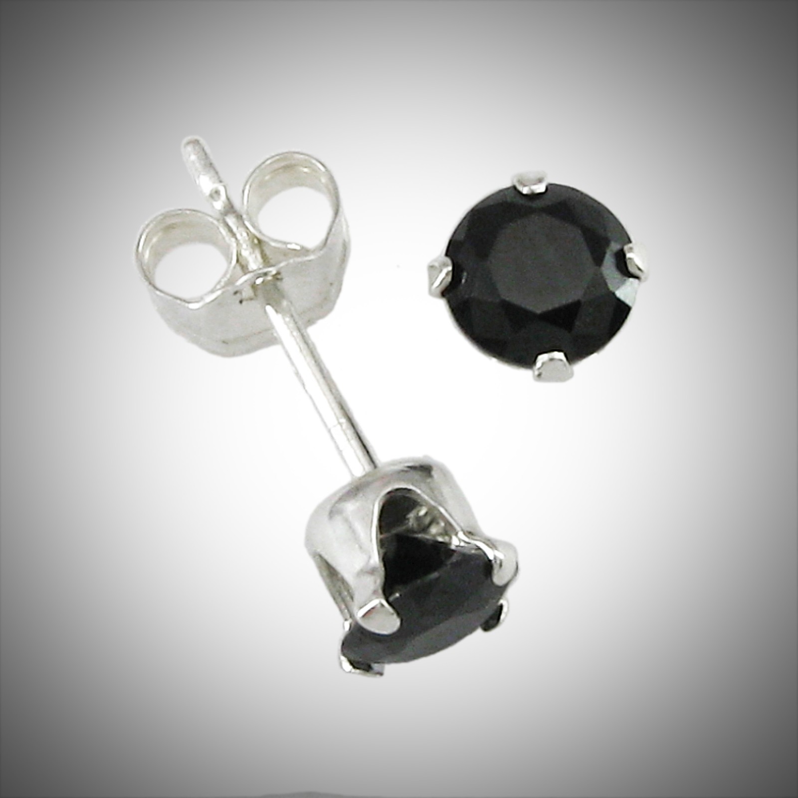 4mm Round Onyx Simulant Post Earrings – 925 STERLING SILVER – NEW!