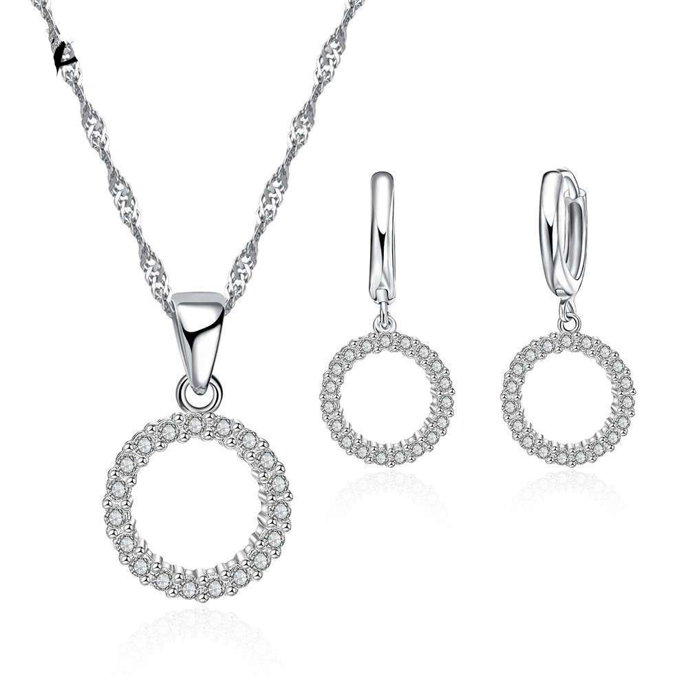 Ethnic Vintage Sterling Silver Cubic Zirconia Necklace and Earrings Jewelry Set