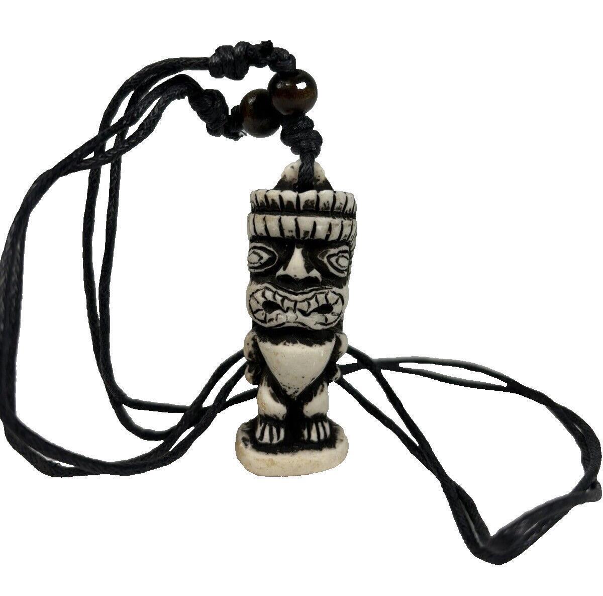 Tiki Necklace Pendent Adjustable Cord Resin Tiki God/Idol Guy Hawaiian Surfer 1