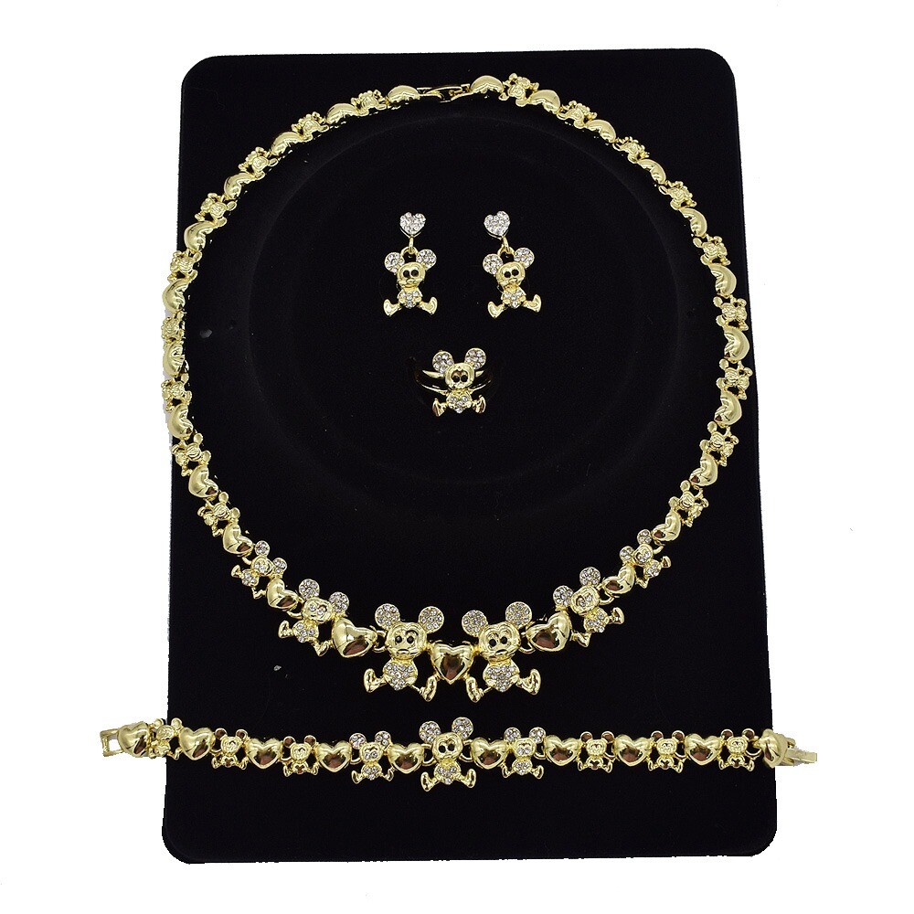 Children’s Hugs & Kisses XOXO 18k Real Gold Plated Layered Necklace Set