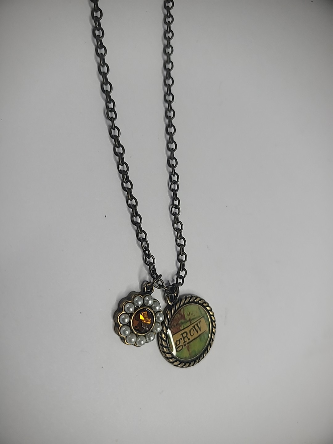 New Demdaco Studio Grow Charm Necklace Gold Tone Charms Beaded Jewelry Costume