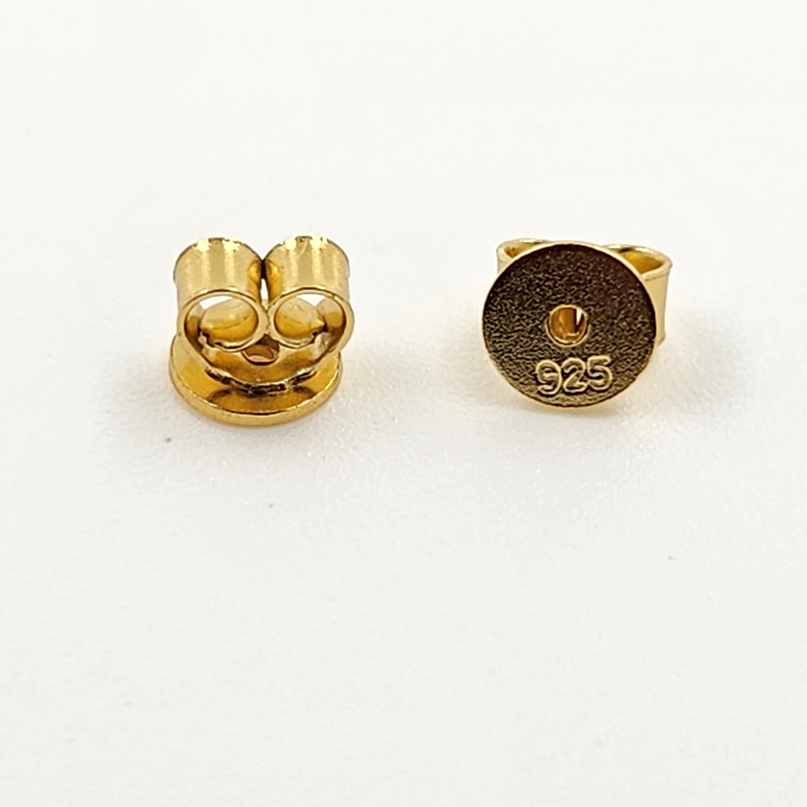 2PCS 4.2×5.2MM Earrings Friction Push Back Nut Yellow Gold-plated 925 Silver
