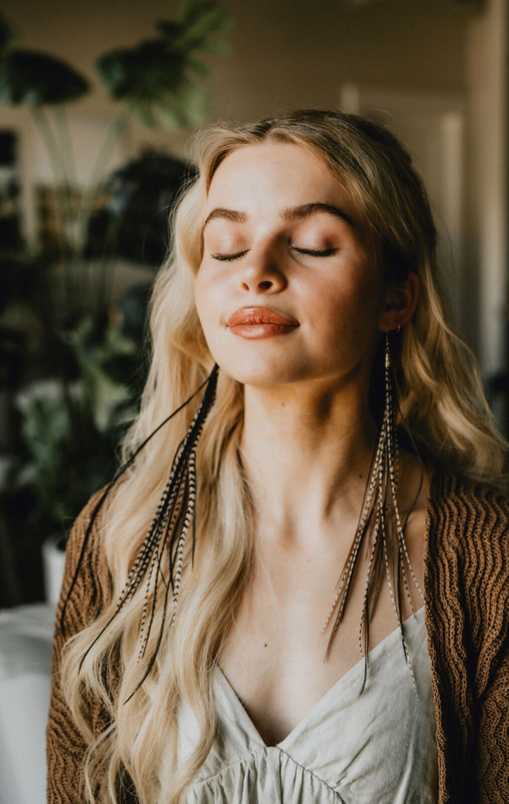 Custom Owlita Inspired Natural Black Grizzly Long Feather Earrings