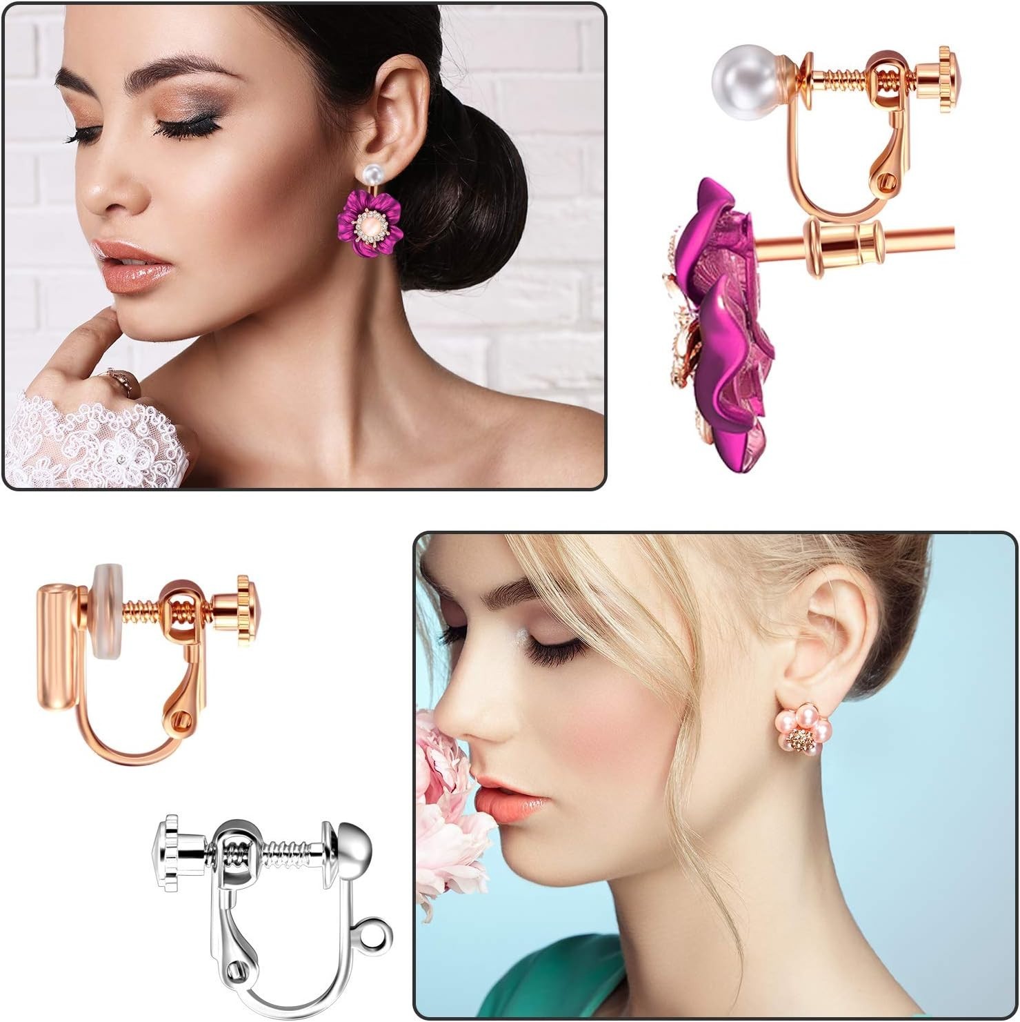 10 Pairs Clip on Earring Converter Components with Post for Non Pierced Ears,…