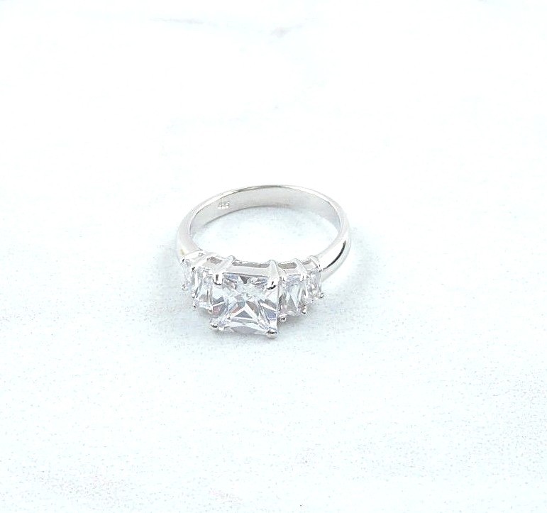 Sterling Silver 4.25 cttw Princess And Radiant Cut Cubic Zirconia 5 Stone Ring