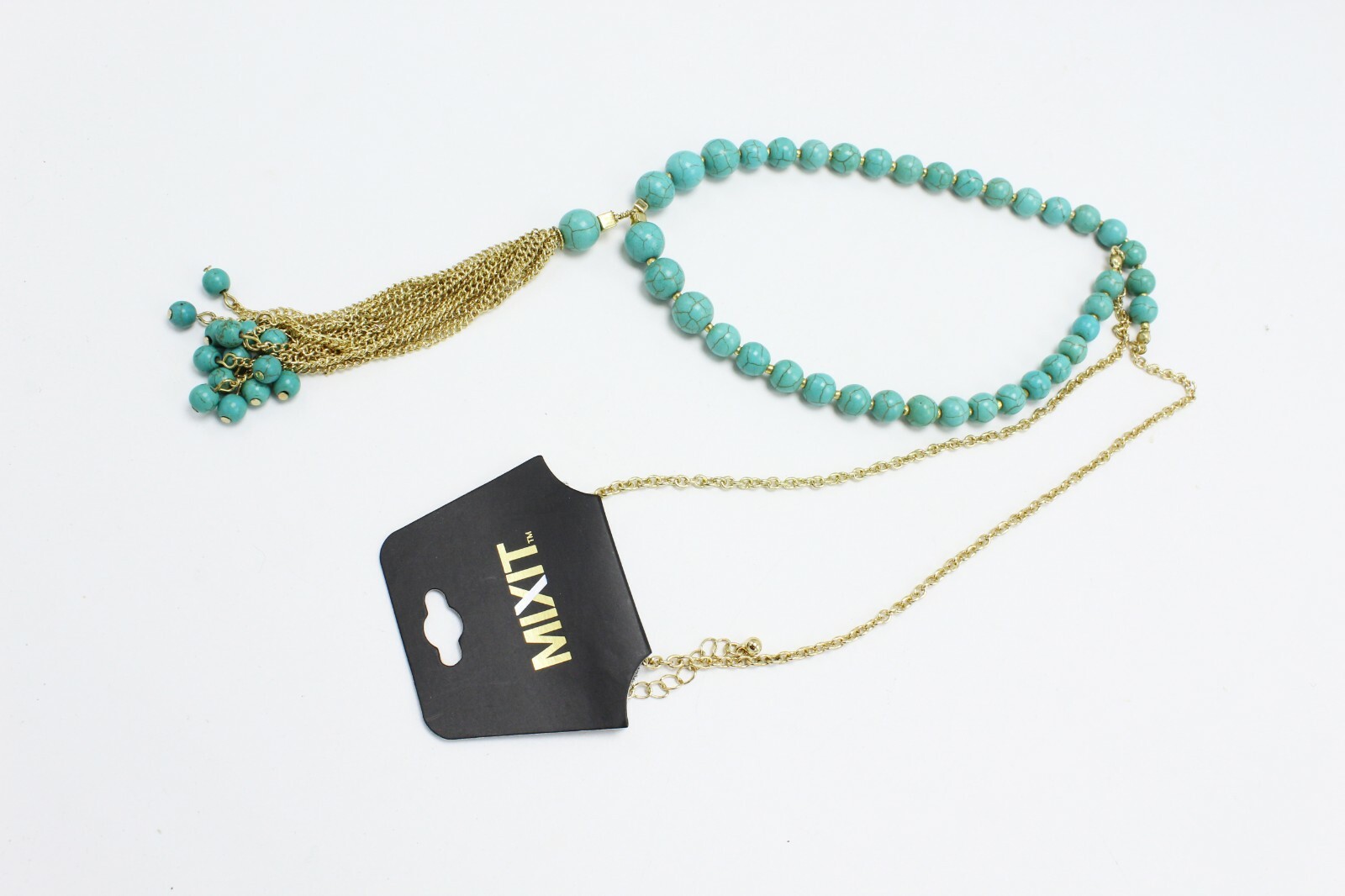 New Turquoise Beaded Boho Tassel Necklace by MIXIT #N1056