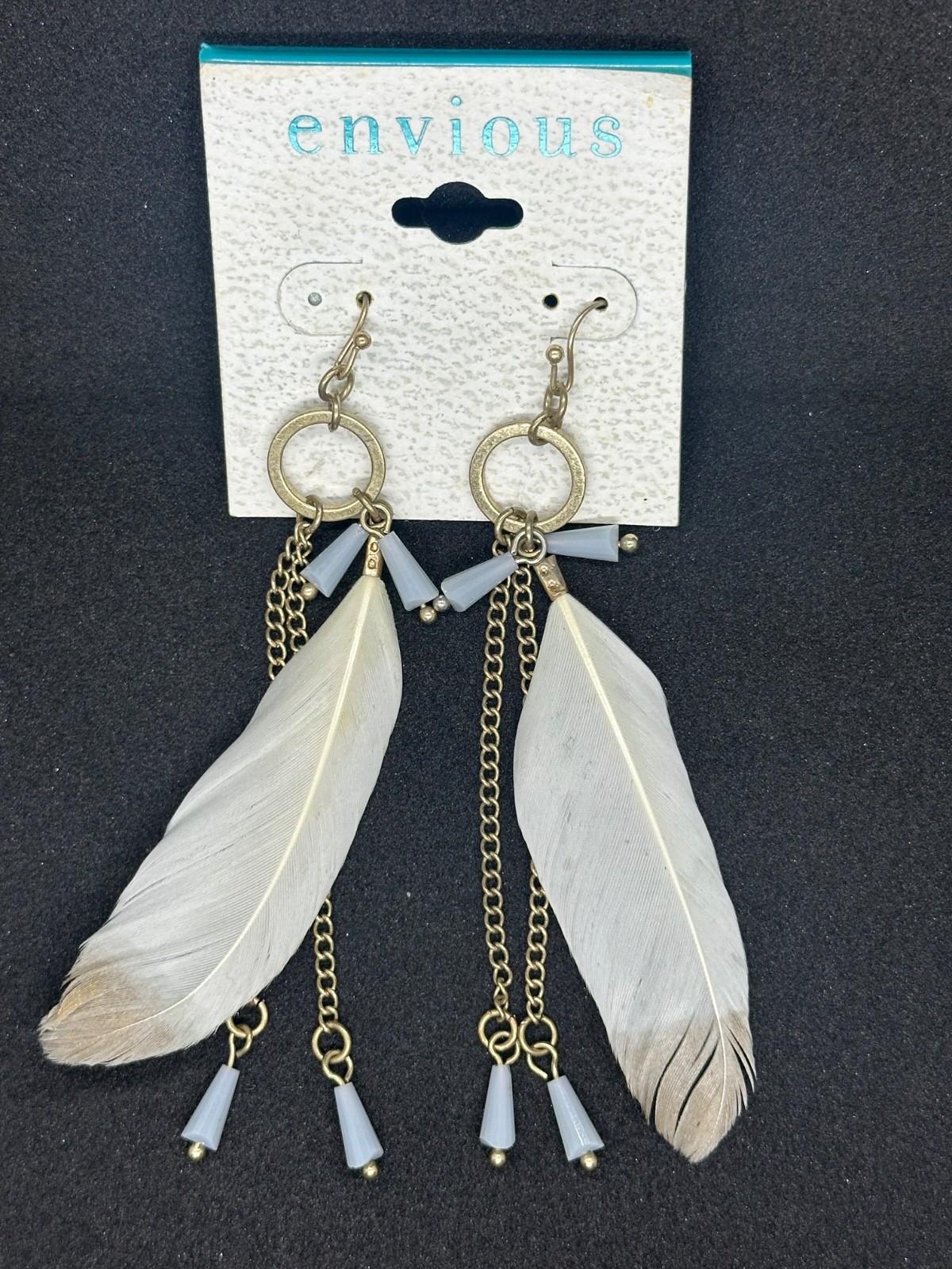 Grey Toned Feathered Earrings ENVIOUS