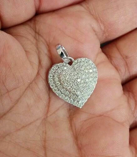 2.00Ct Round Cut Simulated Diamond Cluster Heart Pendant 14K White Gold Plated
