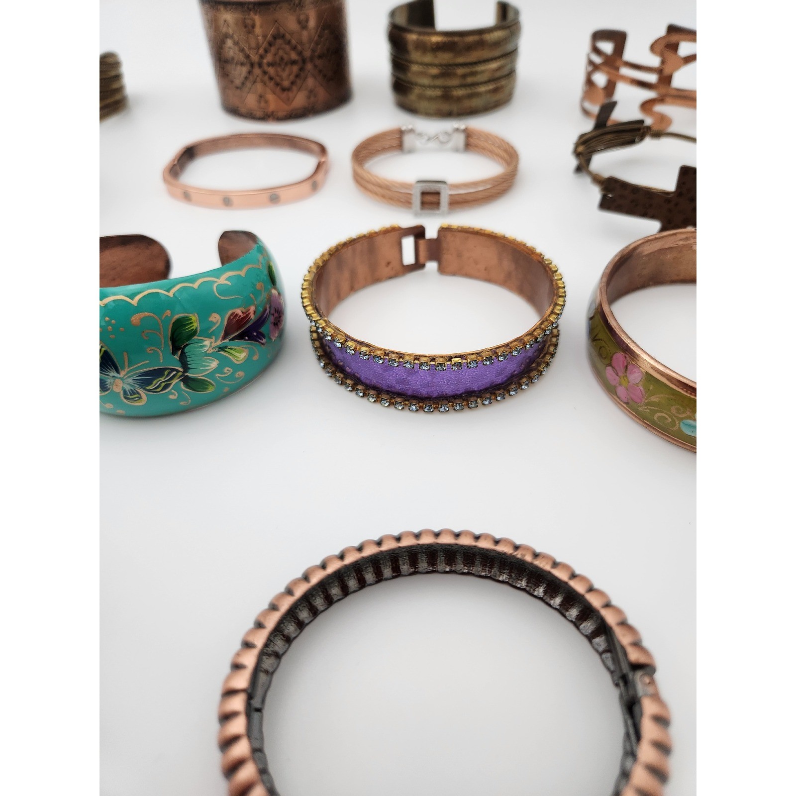 Unbranded Bracelet Lot Womens OS Mixed Copper Brass Enamel Boho Eclectic 16pc