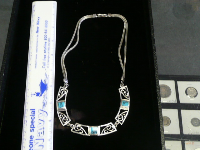 925 TURQUOISE NECKLACE 19 INCHES LONG WEIGHS 37.5 GRAMS