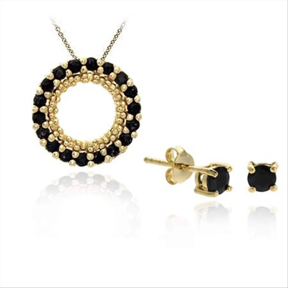 18K Gold/ Sterling Silver Sapphire Pendant Stud Earring