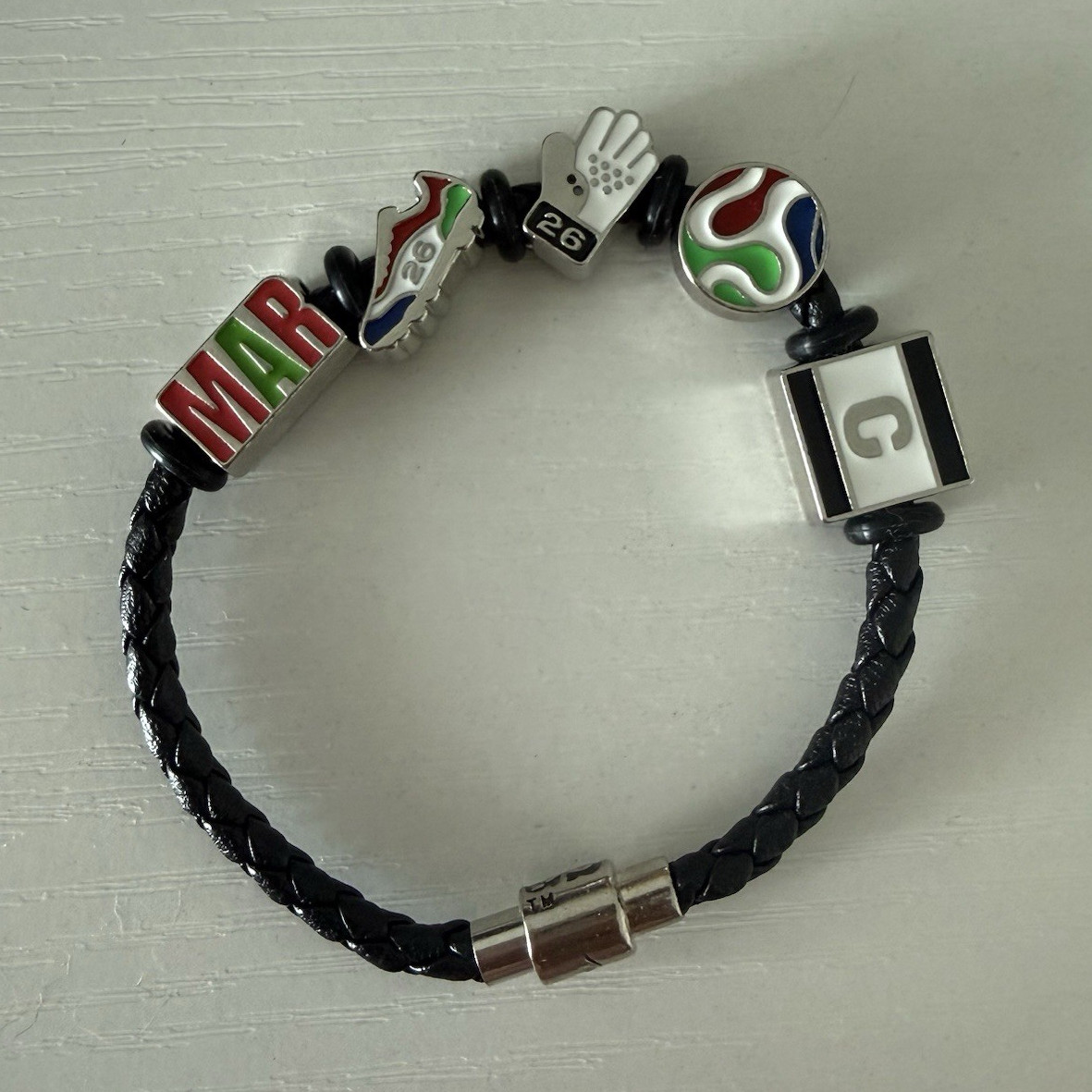 Black Braided Fifa World Cup 26 Bracelet Magnetic Clasp Small (Morocco team)