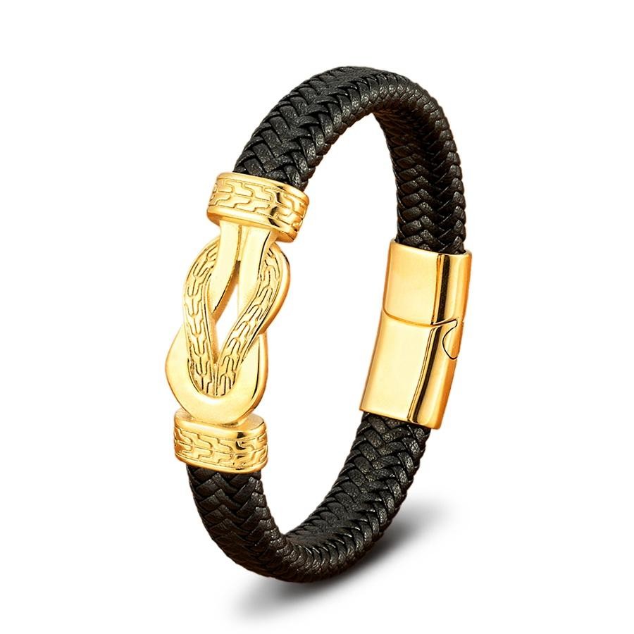 Men’s Stainless Steel Braided Leather Bracelet Black/Brown Magnetic Clasp Rope