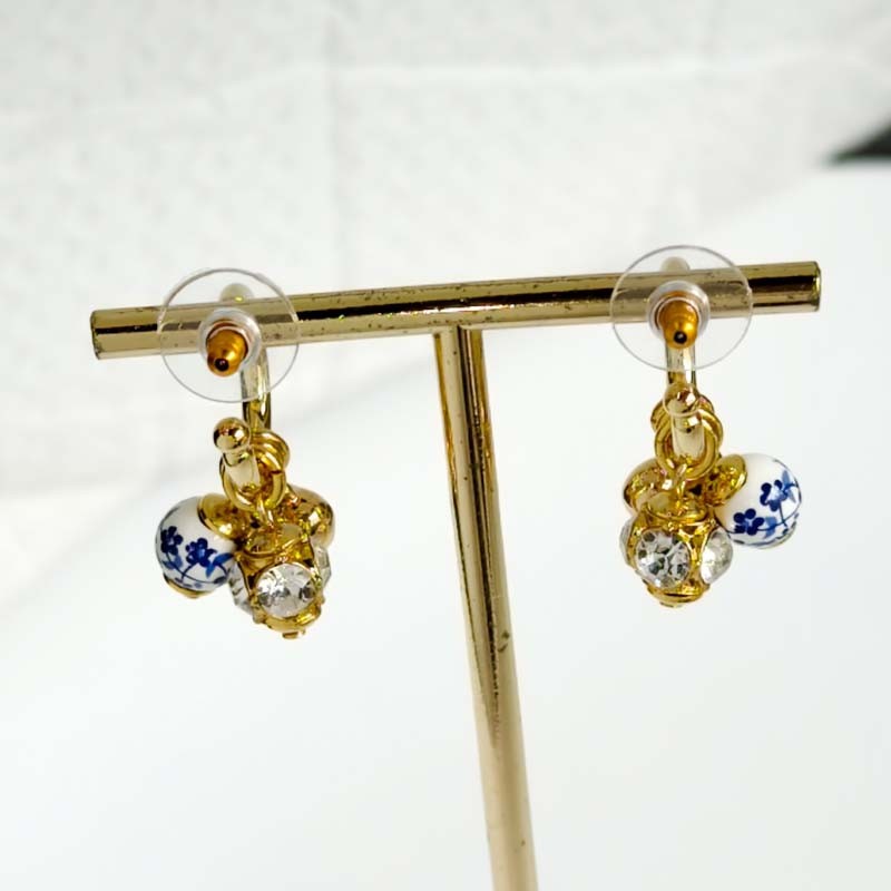 New Talbots Bead Heart Convertible Hoop Earrings Women Party Vacation Jewelry