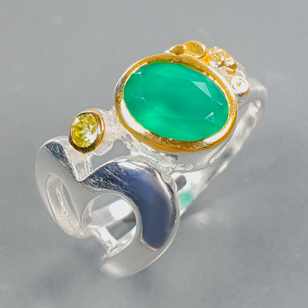 Natural Onyx Handmade Silver Ring 925 Sterling Fine Art Jewelry Gift / RVS418