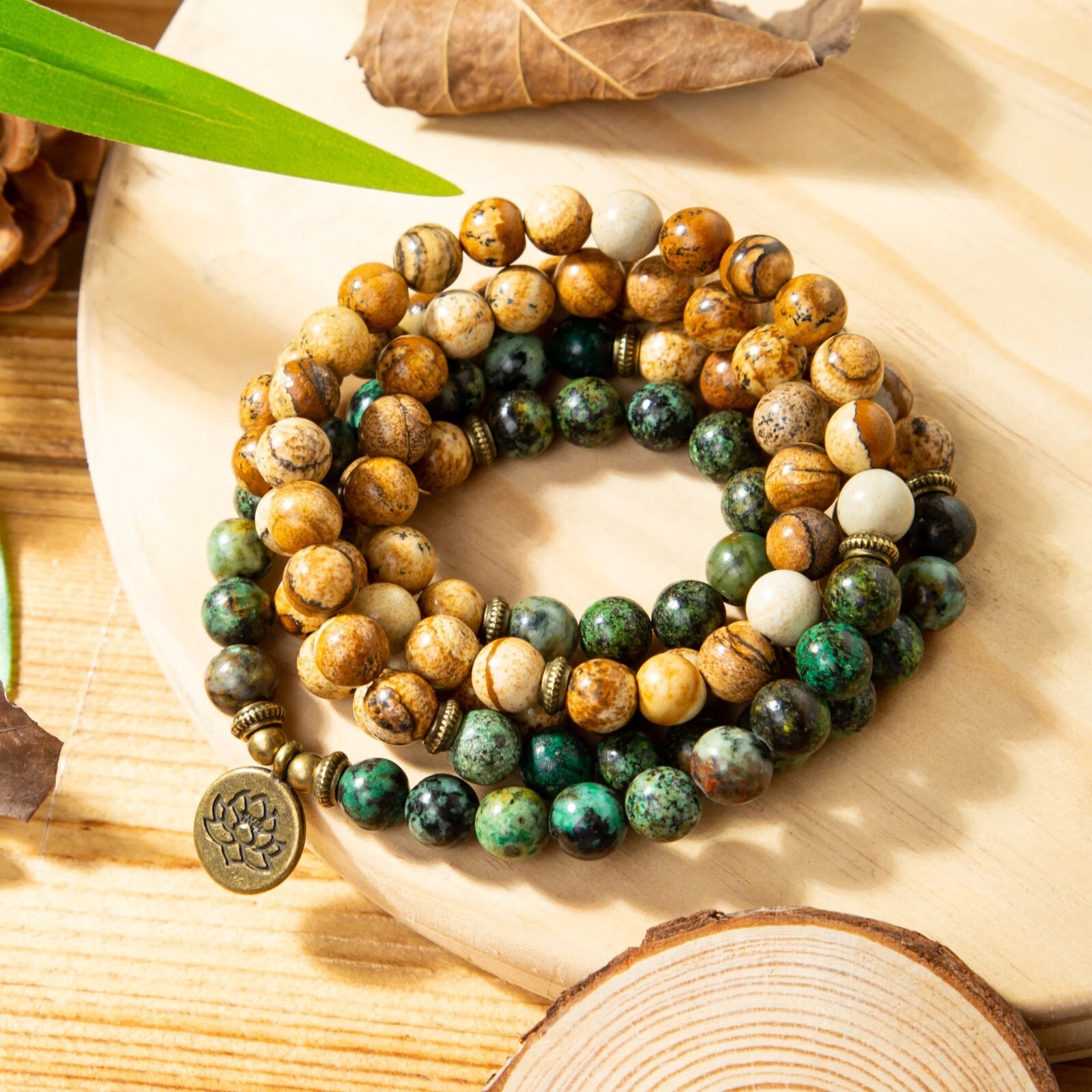 Turquoise 108 Mala Bead Prayer Necklace Healing Meditation Amulet Yoga Bracelet